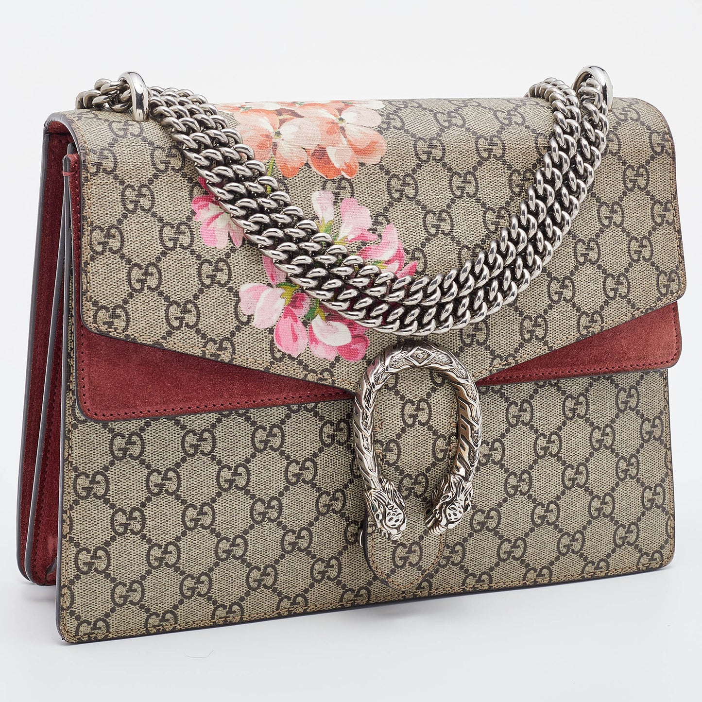 Gucci Multicolor GG Supreme Canvas and Suede Blooms Medium Dionysus Shoulder Bag