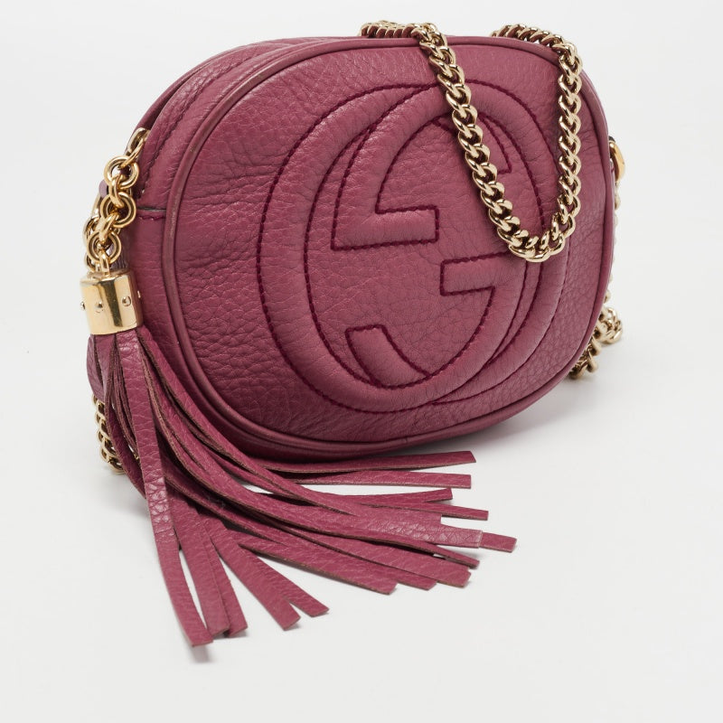 Gucci Pink Leather Mini Soho Disco Chain Crossbody Bag