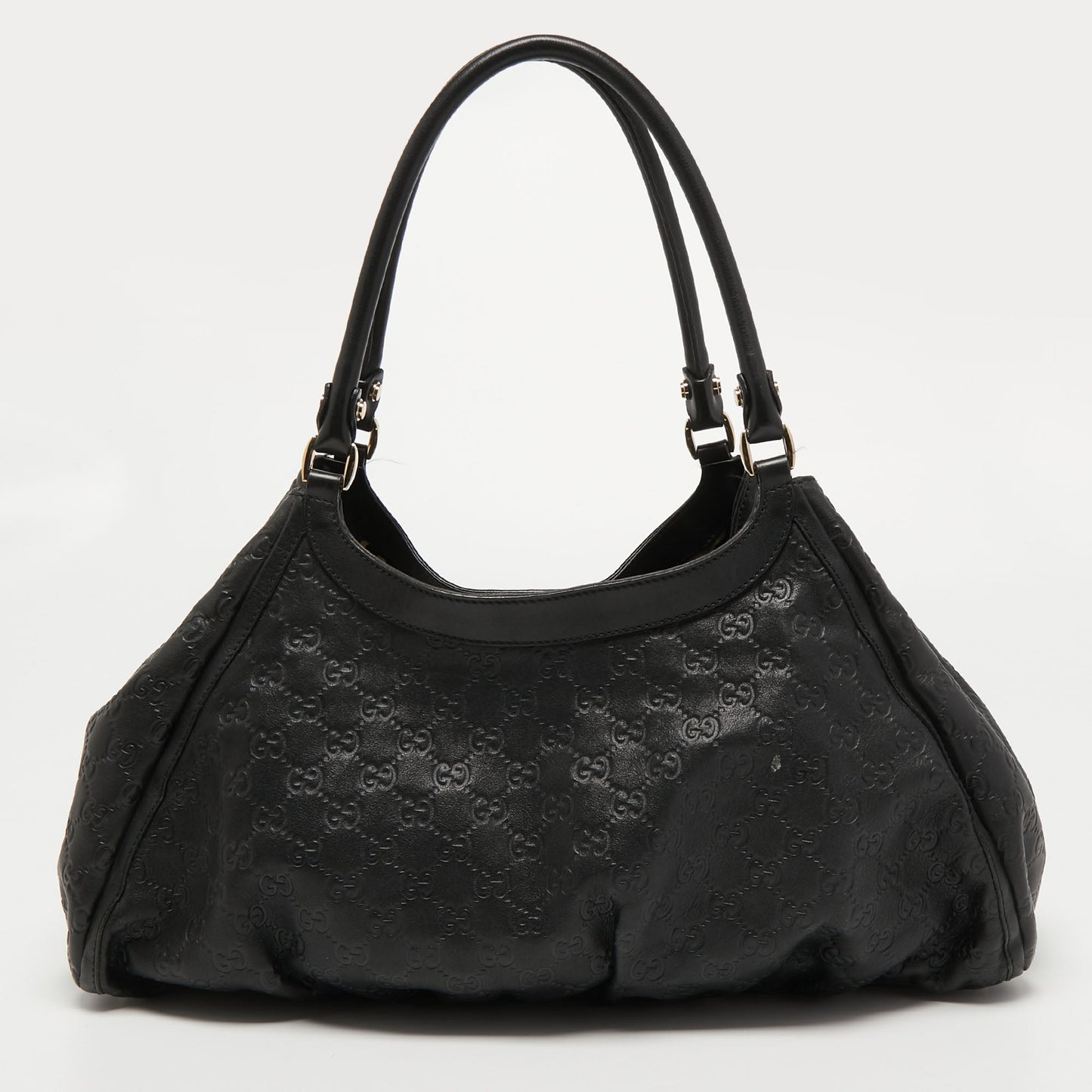 Gucci Black Guccissima Leather Large D Ring Shoulder Bag