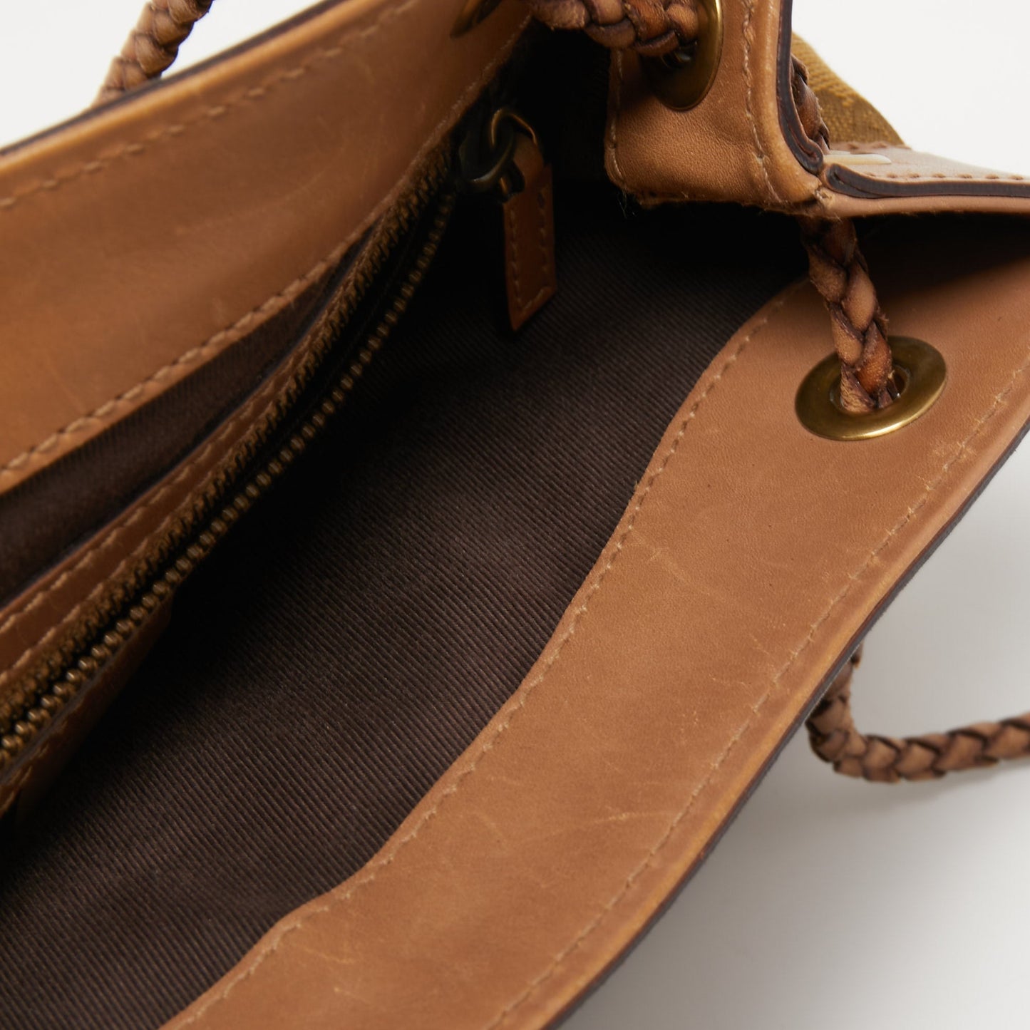 Gucci Beige GG Canvas and Leather Braided Handle Tote