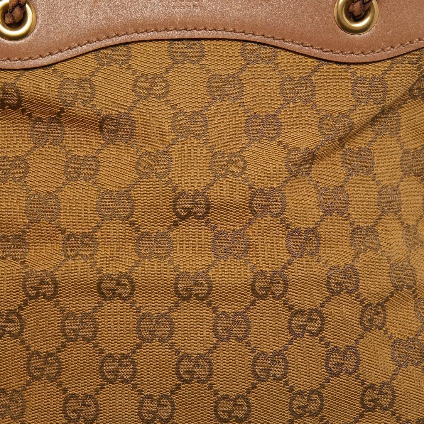 Gucci Beige GG Canvas and Leather Braided Handle Tote