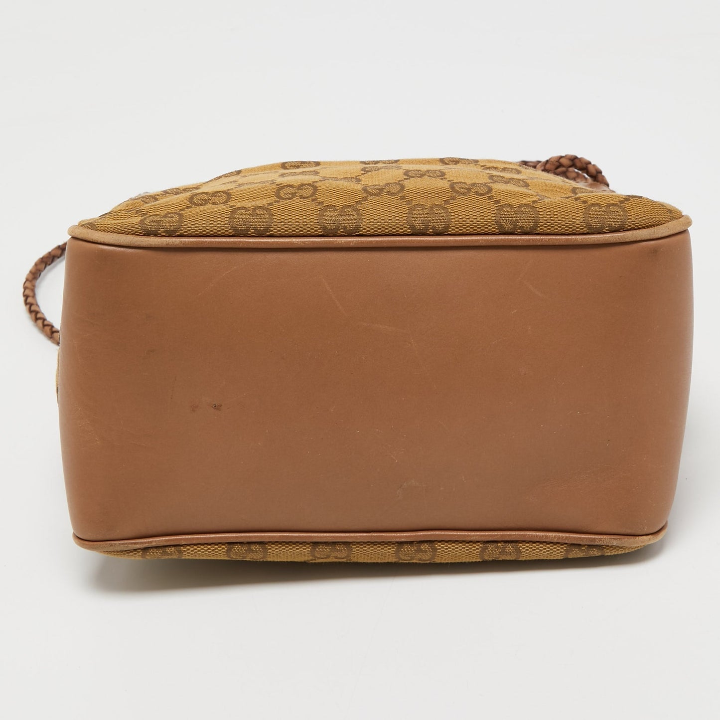 Gucci Beige GG Canvas and Leather Braided Handle Tote