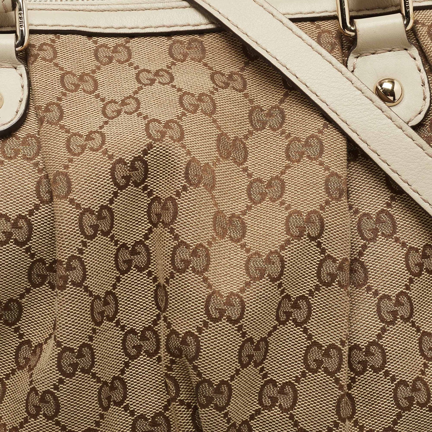 Gucci Beige/Cream GG Canvas and Leather Medium Sukey Tote