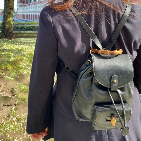 GUCCI mini bamboo leather backpack