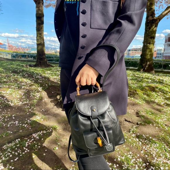 GUCCI mini bamboo leather backpack
