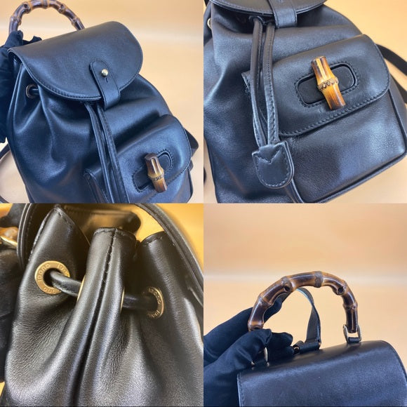 GUCCI mini bamboo leather backpack