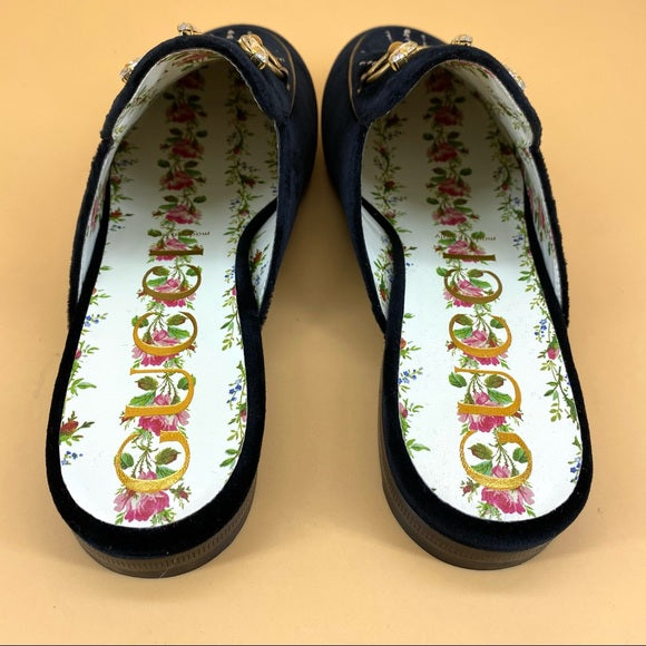 GUCCI velvet crystal loafer