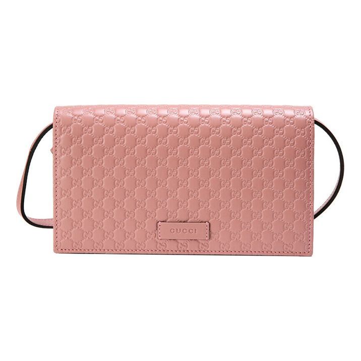 GUCCI Logo Embossing Leather Logo Leather Shoulder Messenger Bag Pink Candy 466507-BMJ1G-5806