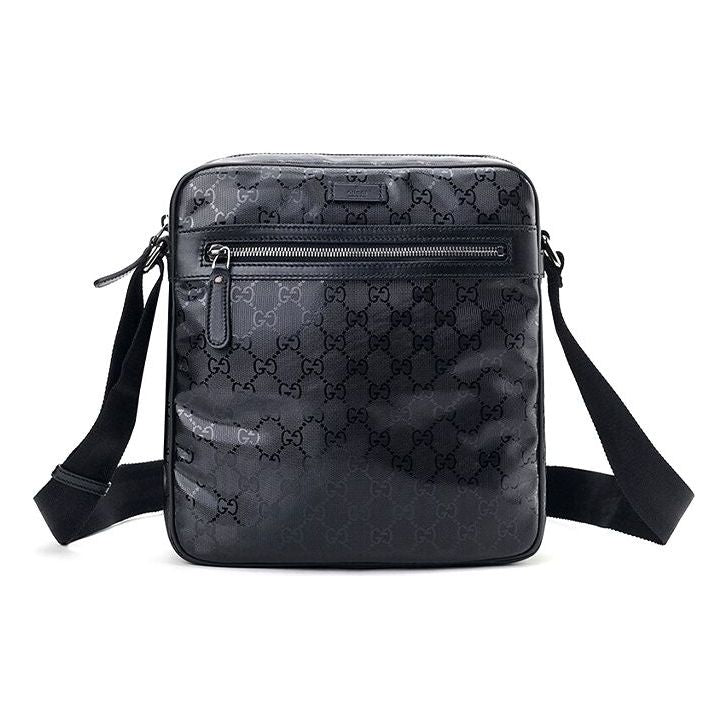 GUCCI Logo Leather Logo Shoulder Messenger Bag Black Classic 201448-FU4CR-1000