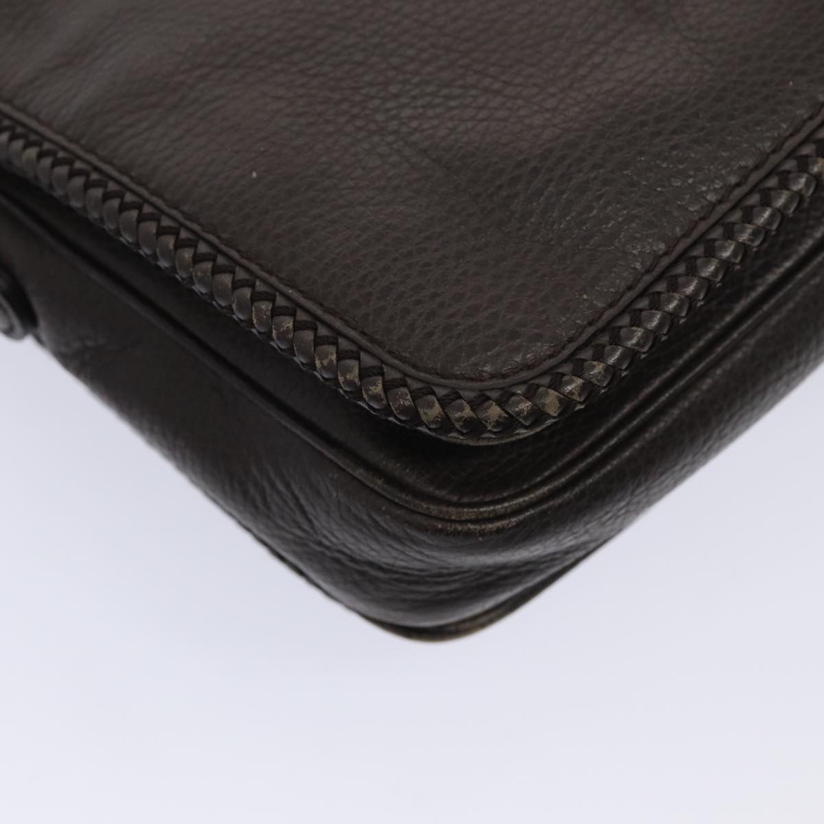 GUCCI Shoulder Bag Leather Brown Gold Auth mr405