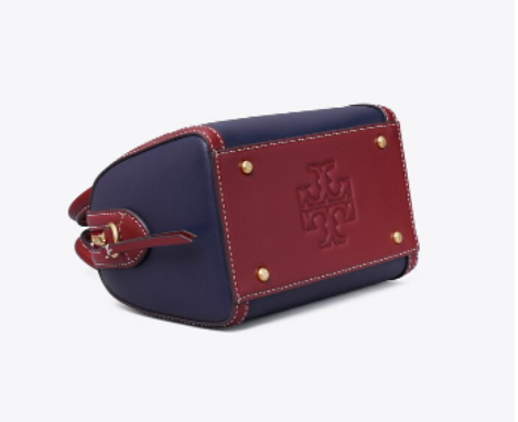 Tory Burch Monogram Two-Tone Barrel Leather Crossbody Bag