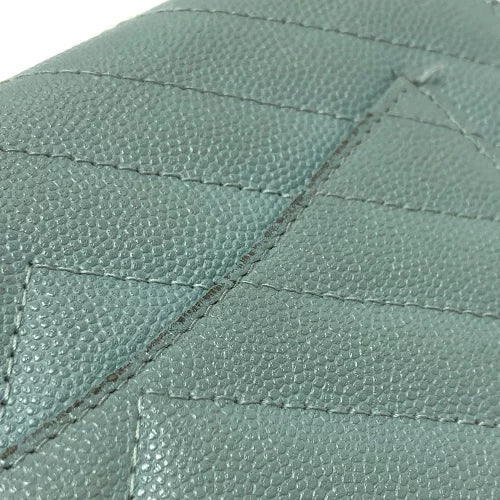 CHANEL Shoulder Bag Caviar skin blue Long Wallet Purse Bag Crossbody Vstitch COCO Mark CC