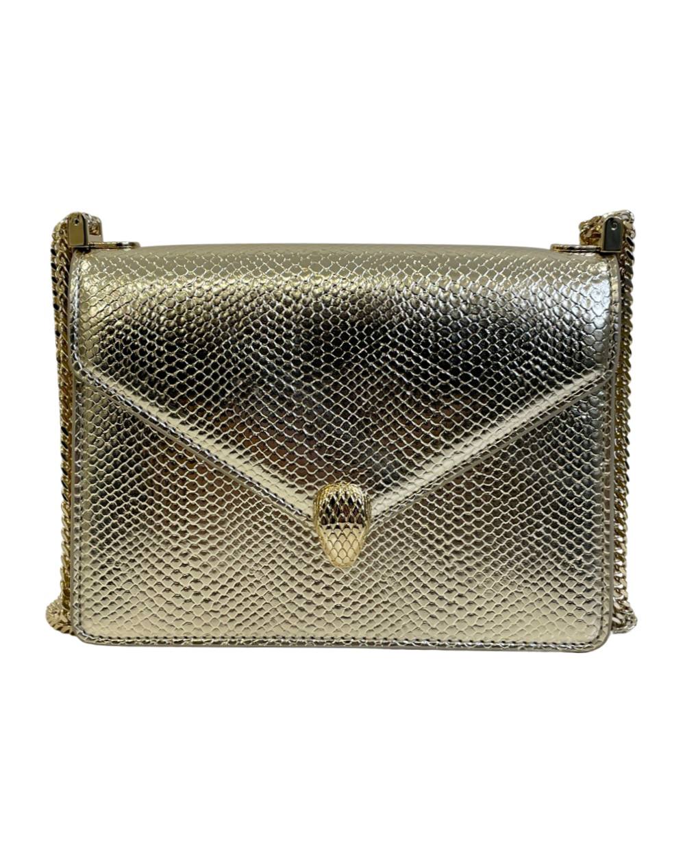 Bvlgari Womens Gold Serpenti Forever Leather Shoulder Bag