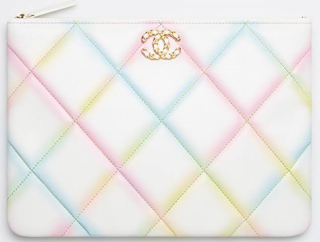 Chanel Pouch in Lambskin Leather-White