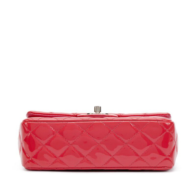 Chanel Quilted Patent Leather Mini Flap Bag Silver Hardware