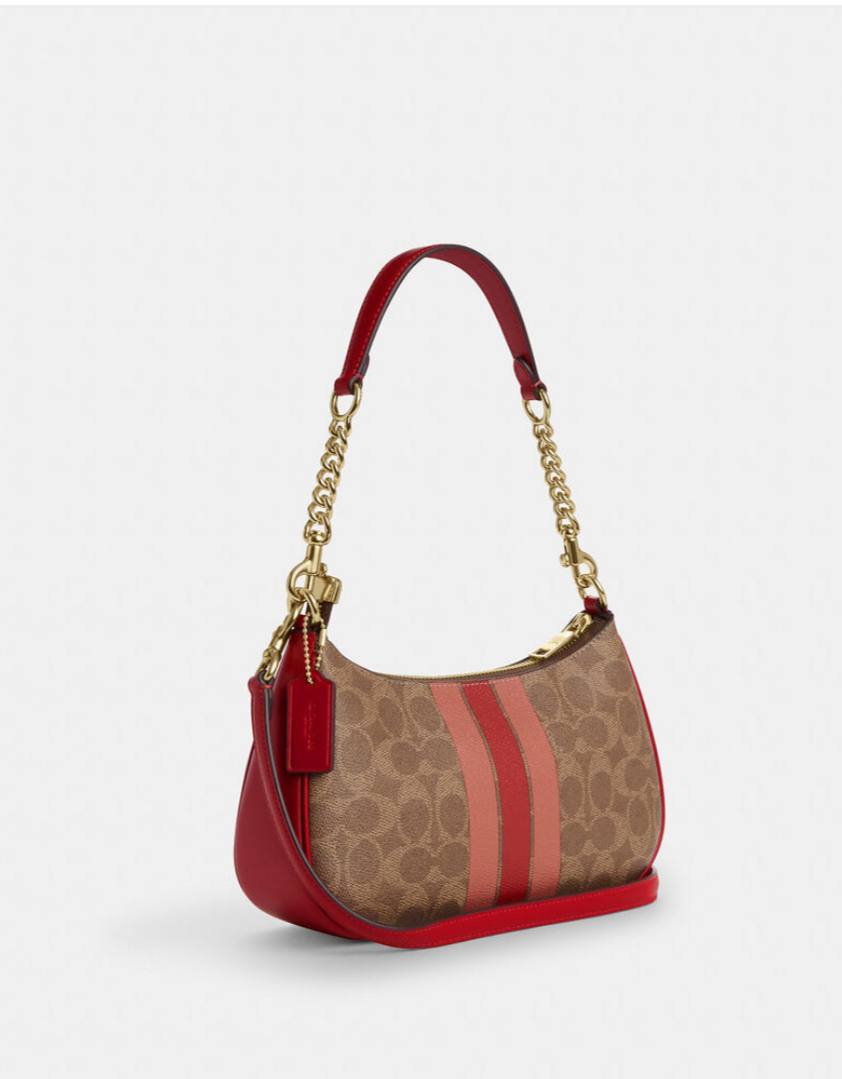 Coach Teri Shoulder Bag In Signature Canvas With Stripe