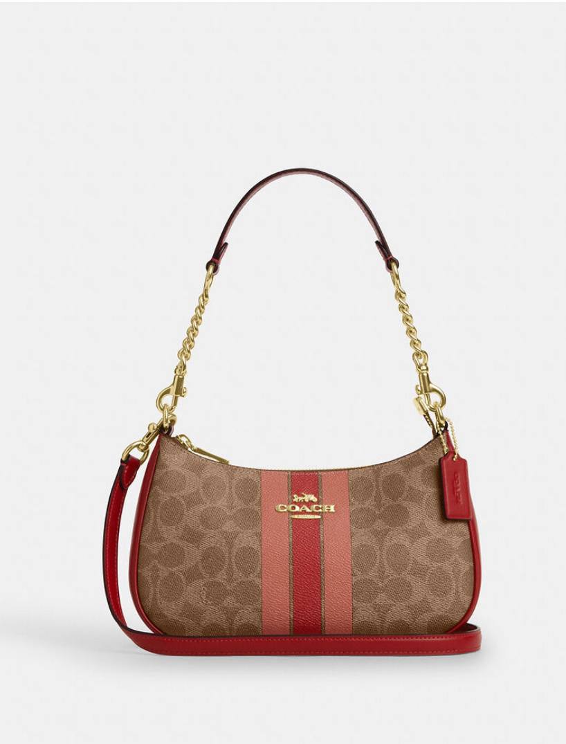 Coach Teri Shoulder Bag In Signature Canvas With Stripe