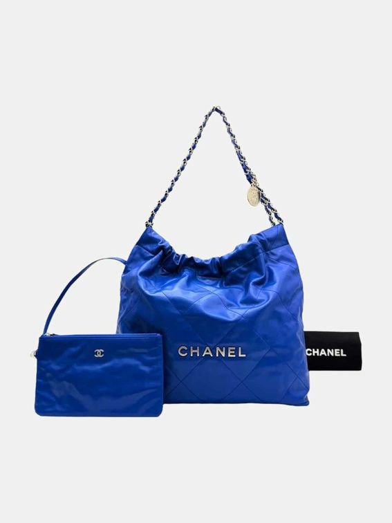 CHANEL 22 Blue Quilted Shoulder Bag