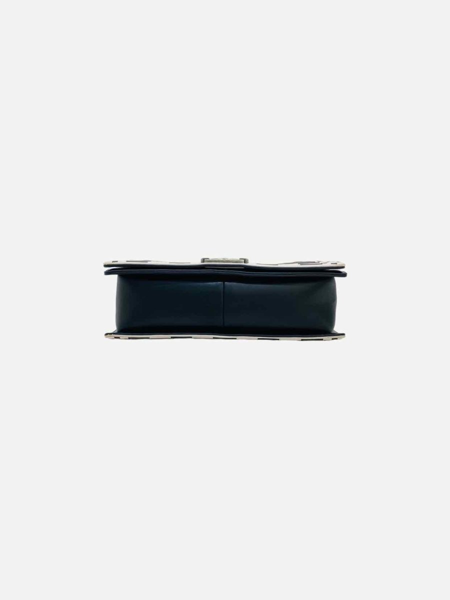 CHANEL Boy Black & White Checkerboard Trim Shoulder Bag