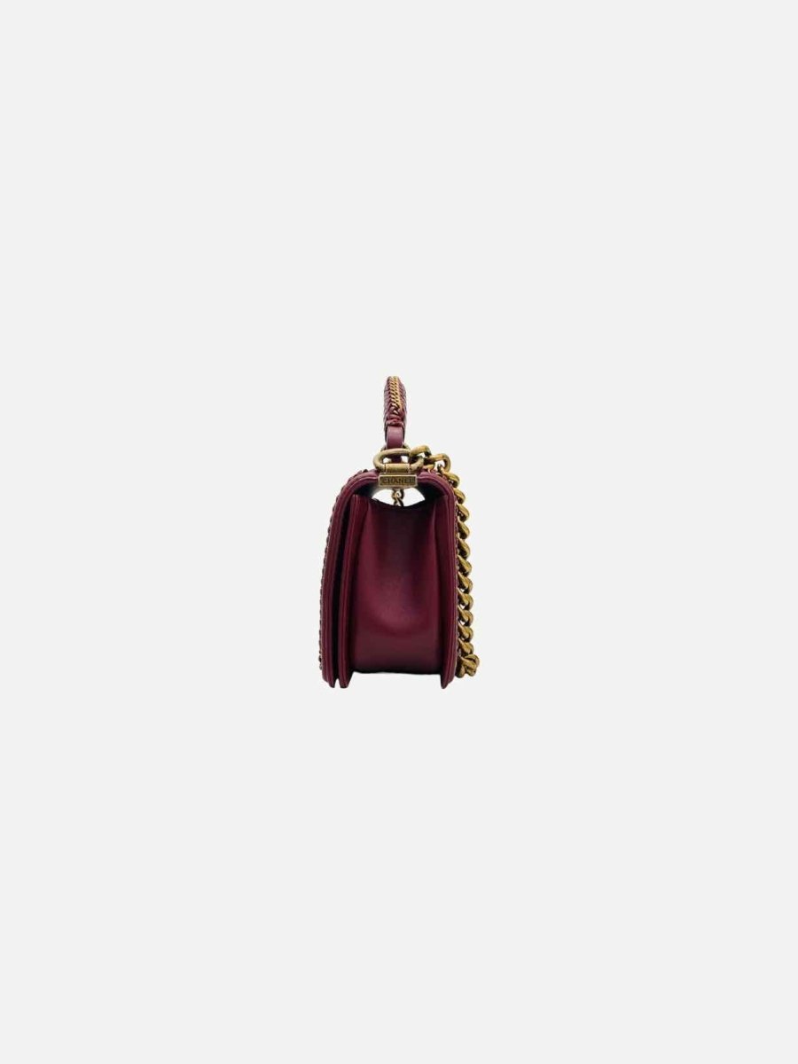 CHANEL Boy Burgundy Shoulder Bag