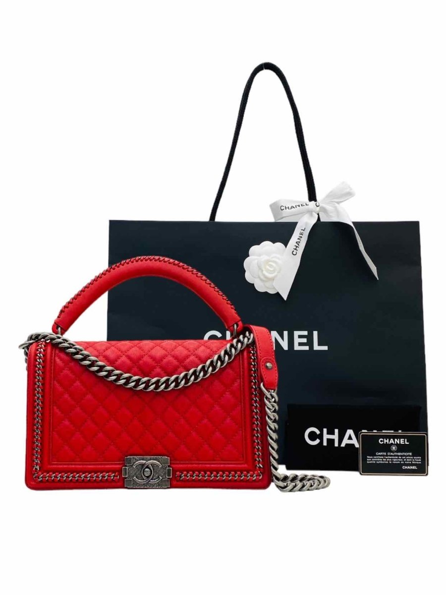 CHANEL Boy Flap Red Shoulder Bag