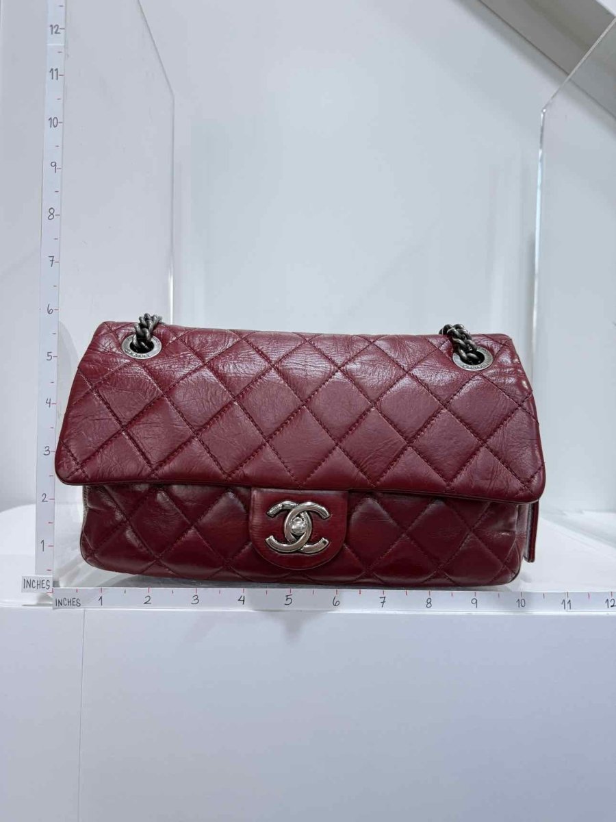CHANEL Easy Flap Burgundy Quilted Shoulder Bag