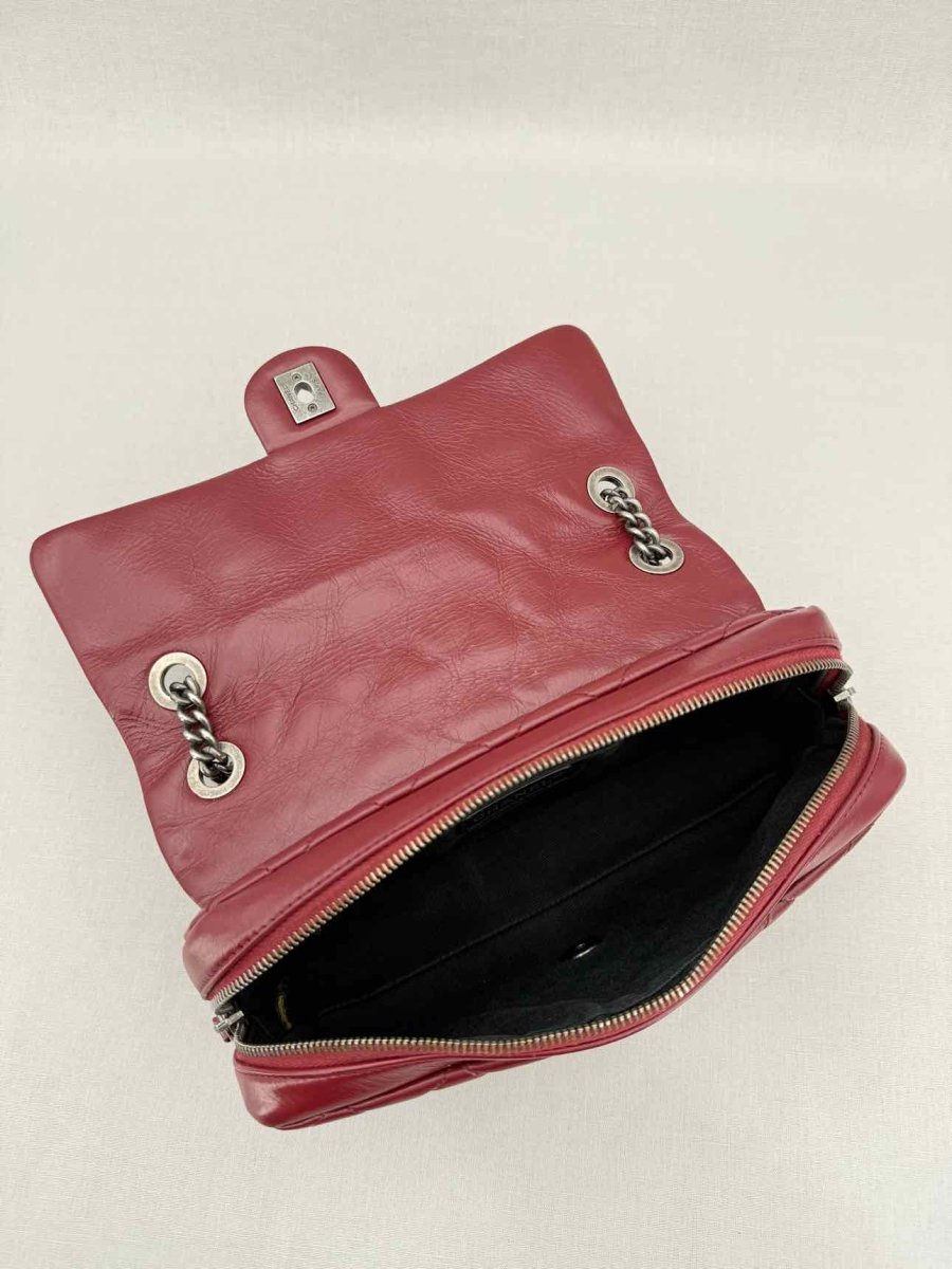CHANEL Easy Flap Burgundy Quilted Shoulder Bag