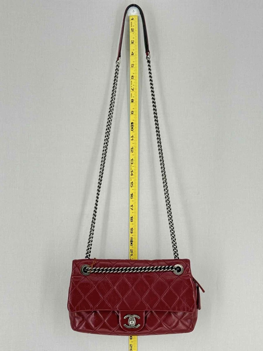 CHANEL Easy Flap Burgundy Quilted Shoulder Bag
