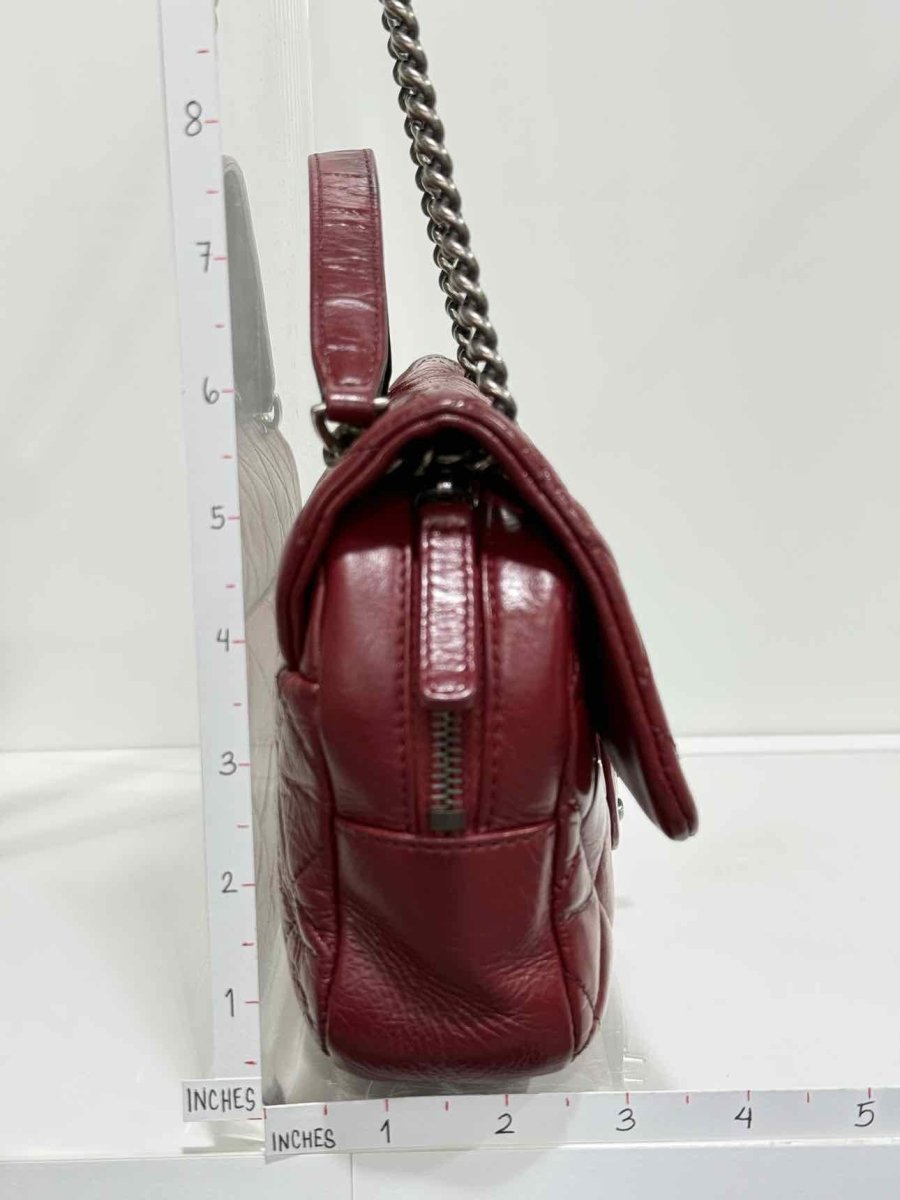 CHANEL Easy Flap Burgundy Quilted Shoulder Bag