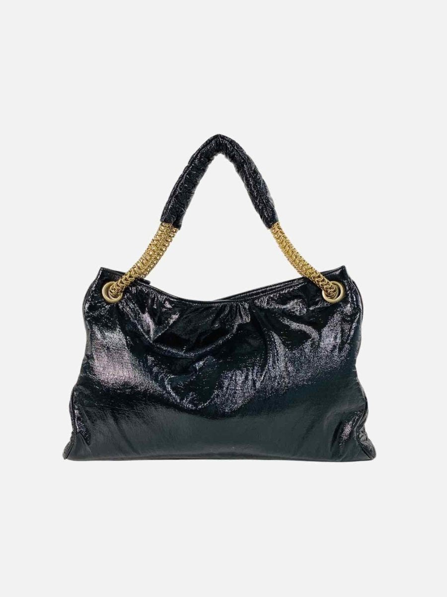 CHANEL Vinyl Rodeo Black Shoulder Bag