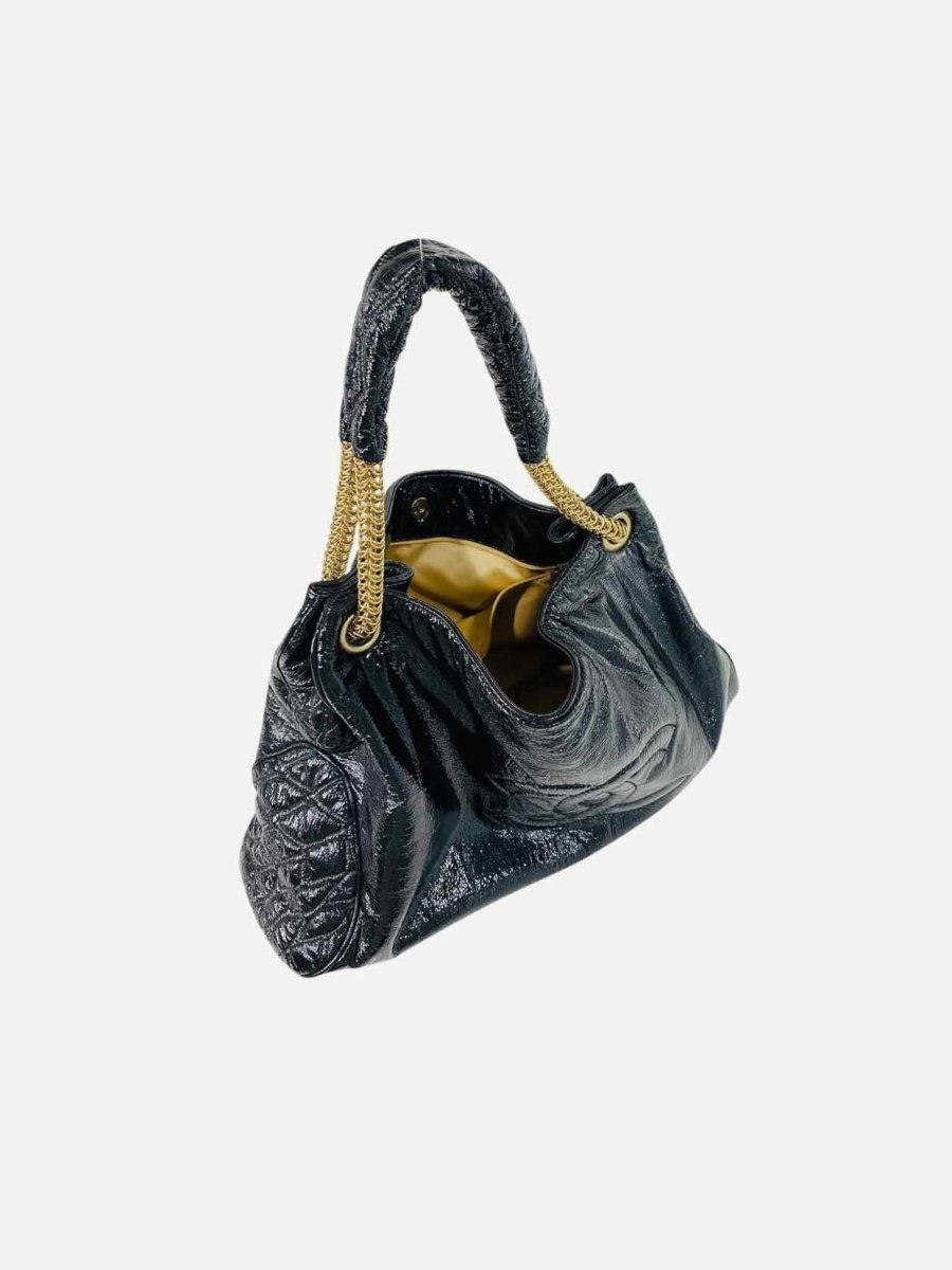 CHANEL Vinyl Rodeo Black Shoulder Bag