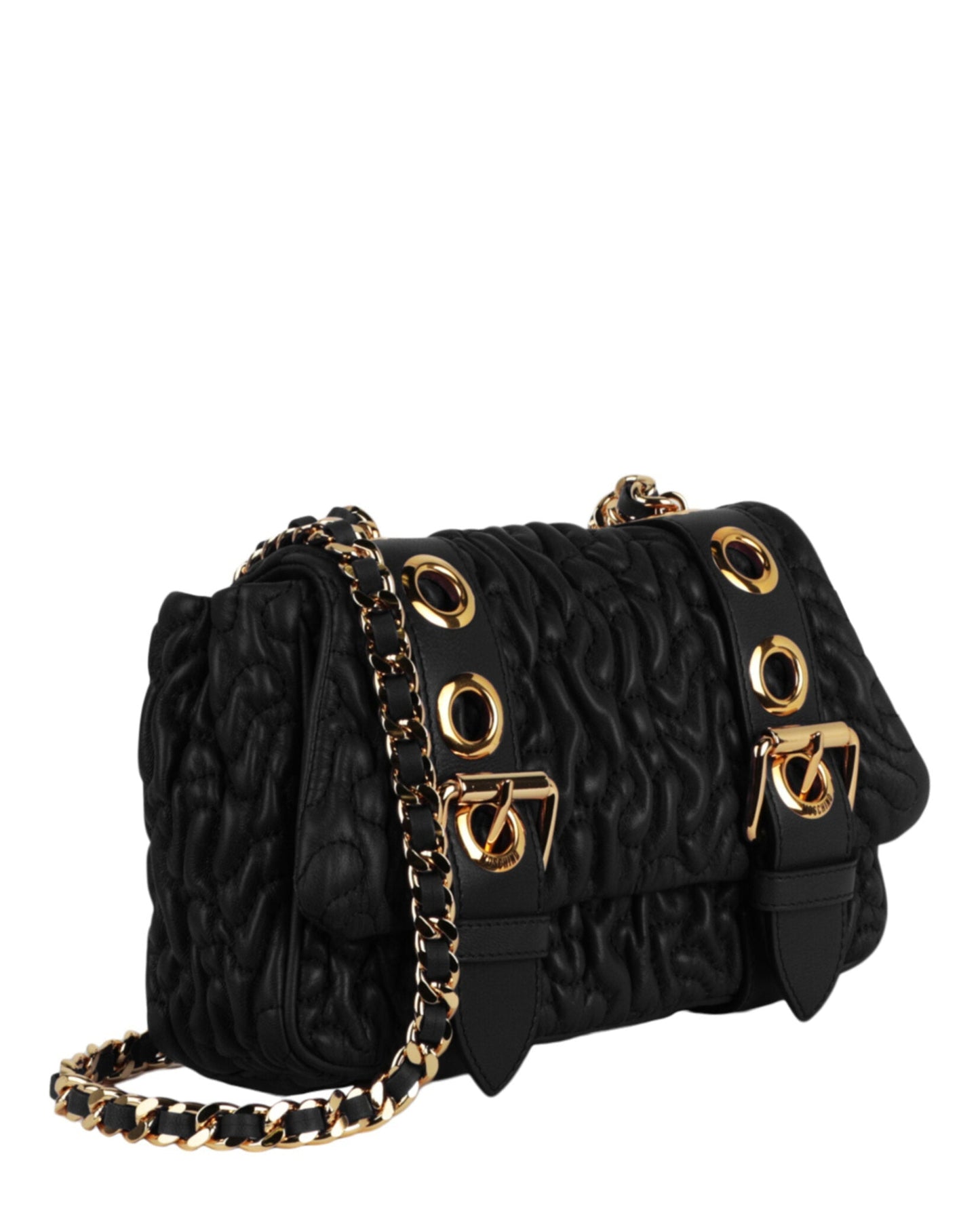 Moschino Destroyed Chain Quilted Crossbody Bag Womens 7599-8002-1555