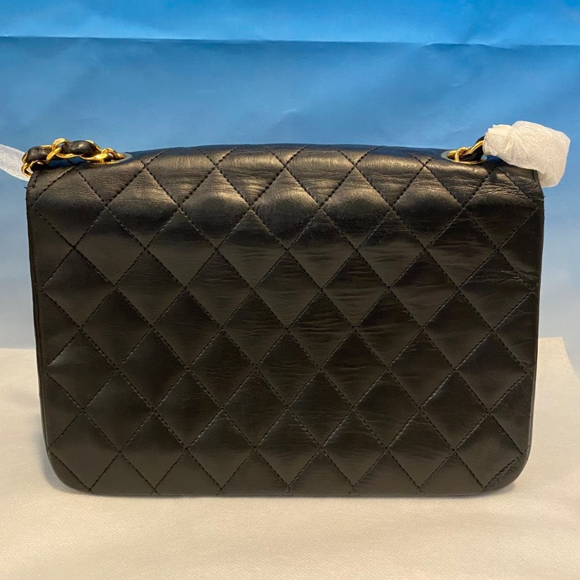 Chanel Vintage Quilted Black Leather Shoulder Bag