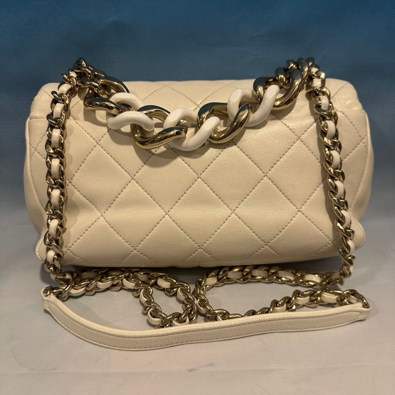 Chanel Quilted Flap Bag Ivory Shoulder Bag