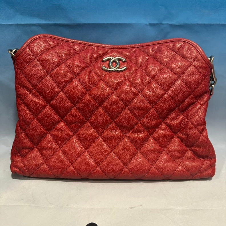 Chanel Quilted Red Leather Shoulder Bag