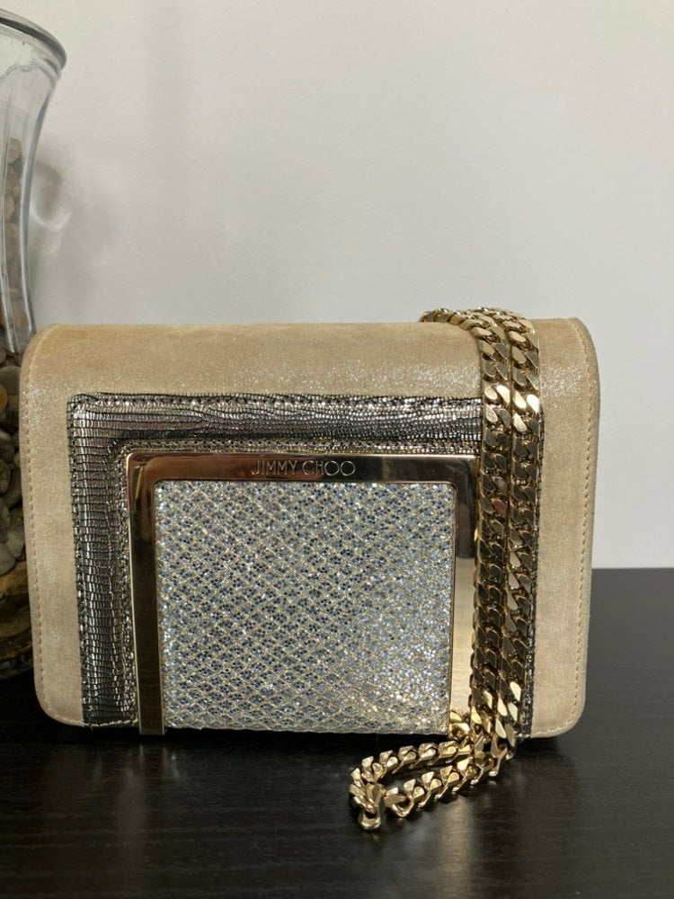 Jimmy Choo Celeste Beige Crossbody Bag