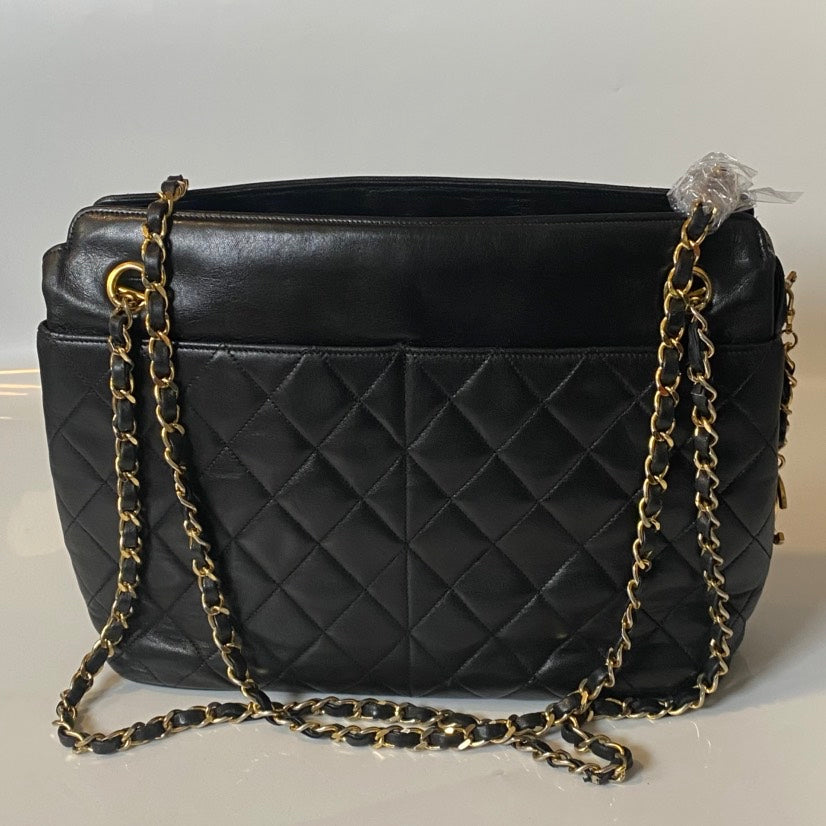 Chanel Vintage Quilted Black Shoulder Bag
