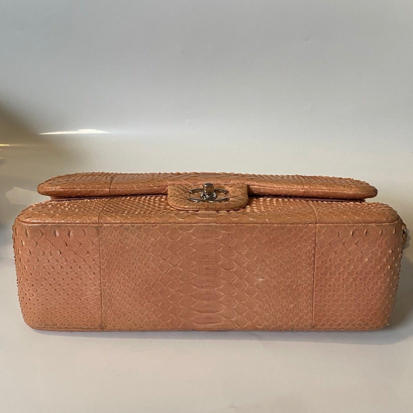 Chanel Python Shoulder Bag in Nude Leather