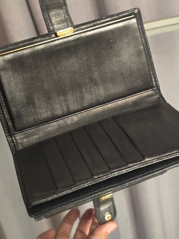Chanel Caviar Bifold Wallet Black Leather