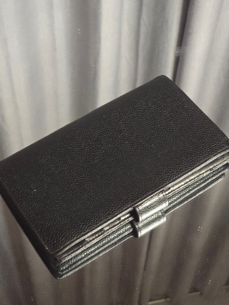 Chanel Caviar Bifold Wallet Black Leather