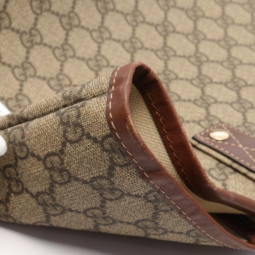 Gucci GG Supreme Sherry Line Handbag Tote Bag Pvc Leather Beige Brown Multicolor 880200