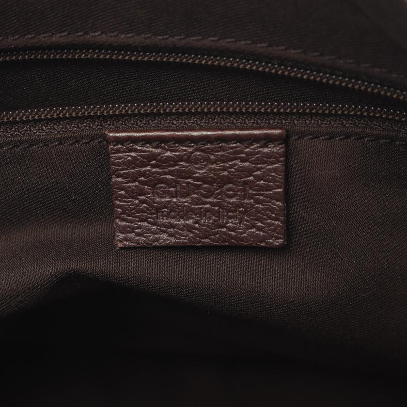 Gucci Abby GG Canvas Shoulder Bag Canvas Leather Beige Dark Brown 881516