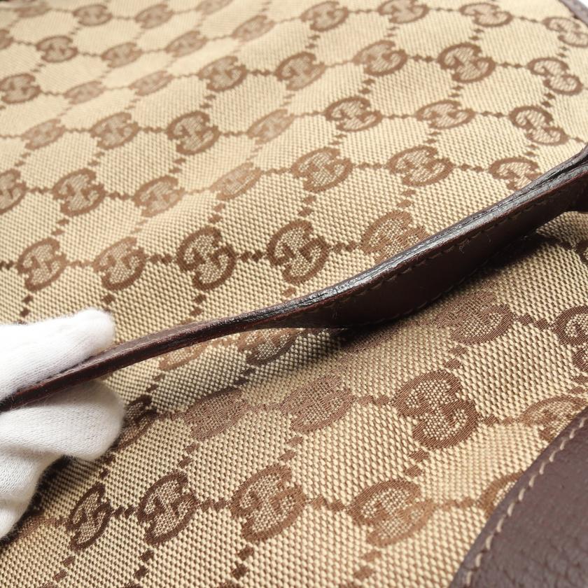 Gucci Abby GG Canvas Shoulder Bag Canvas Leather Beige Dark Brown 881516