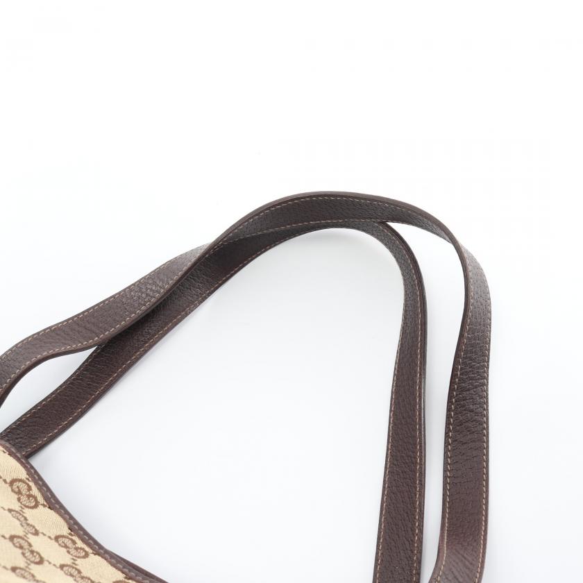 Gucci Abby GG Canvas Shoulder Bag Canvas Leather Beige Dark Brown 881516