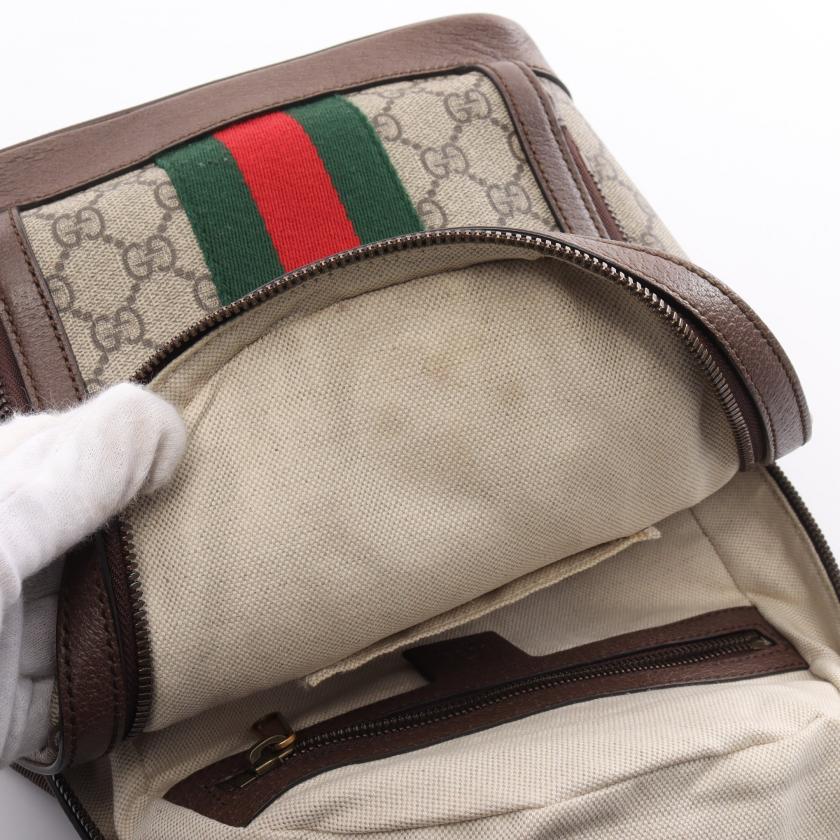 Gucci Ophidia GG Supreme Backpack Rucksack PVC Leather Beige Multicolor 881540