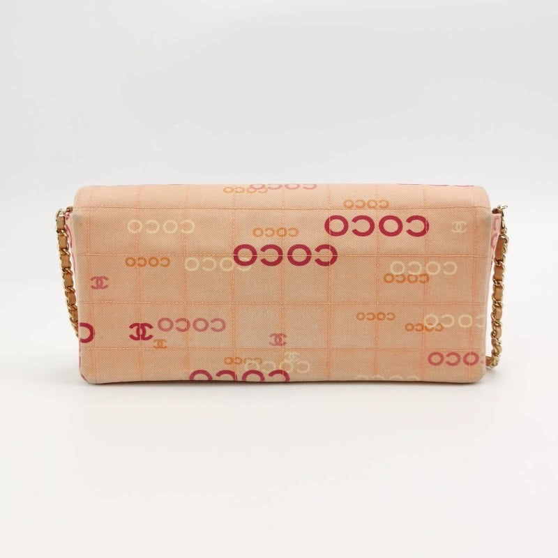Chanel East West Pink Denim Coco Print Chocolate Bar Shoulder Bag