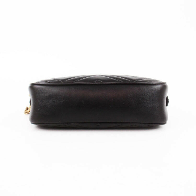 Gucci GG Marmont Black Leather Flap Bag Medium Size