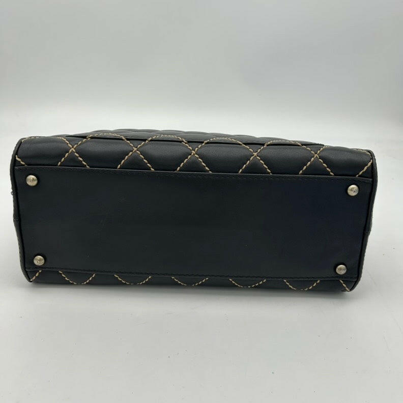 Chanel Black Quilted Leather Shoulder Bag Medium with Silver Hardware