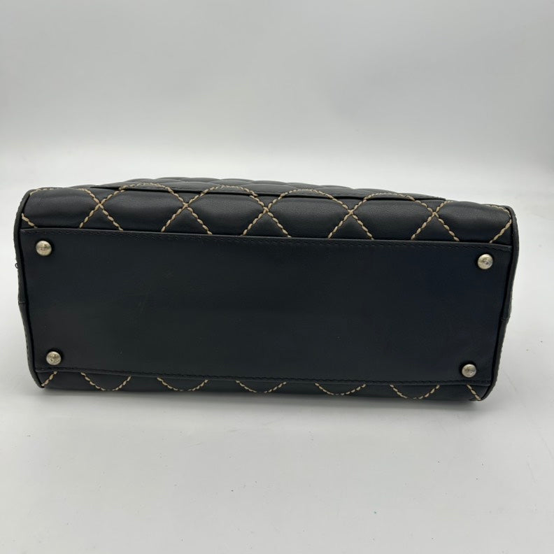Chanel Black Quilted Leather Shoulder Bag Medium with Silver Hardware