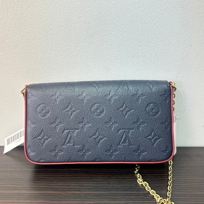 Louis Vuitton Monogram Empreinte Pochette Felicie Navy Leather Crossbody Bag